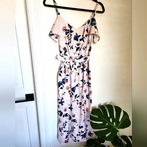 Floral leg slit summer spaghetti dress